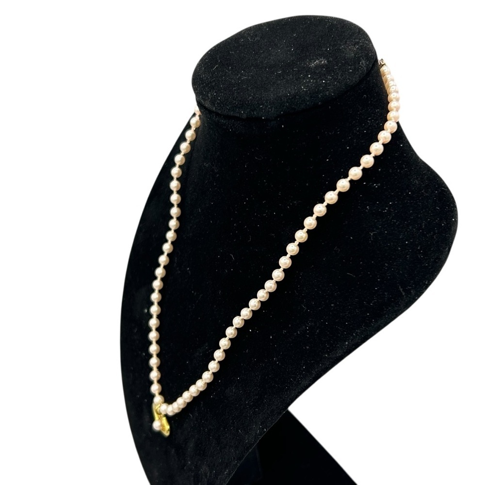 Faux Pearl Necklace Gold Heart Charm - Picture 6 of 8